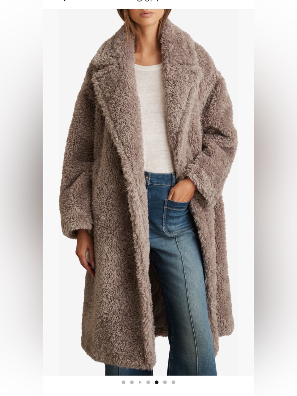 Reiss Darla Faux Fur Coat trench jacket mink neutral color women’s small NWT - Picture 4 of 5